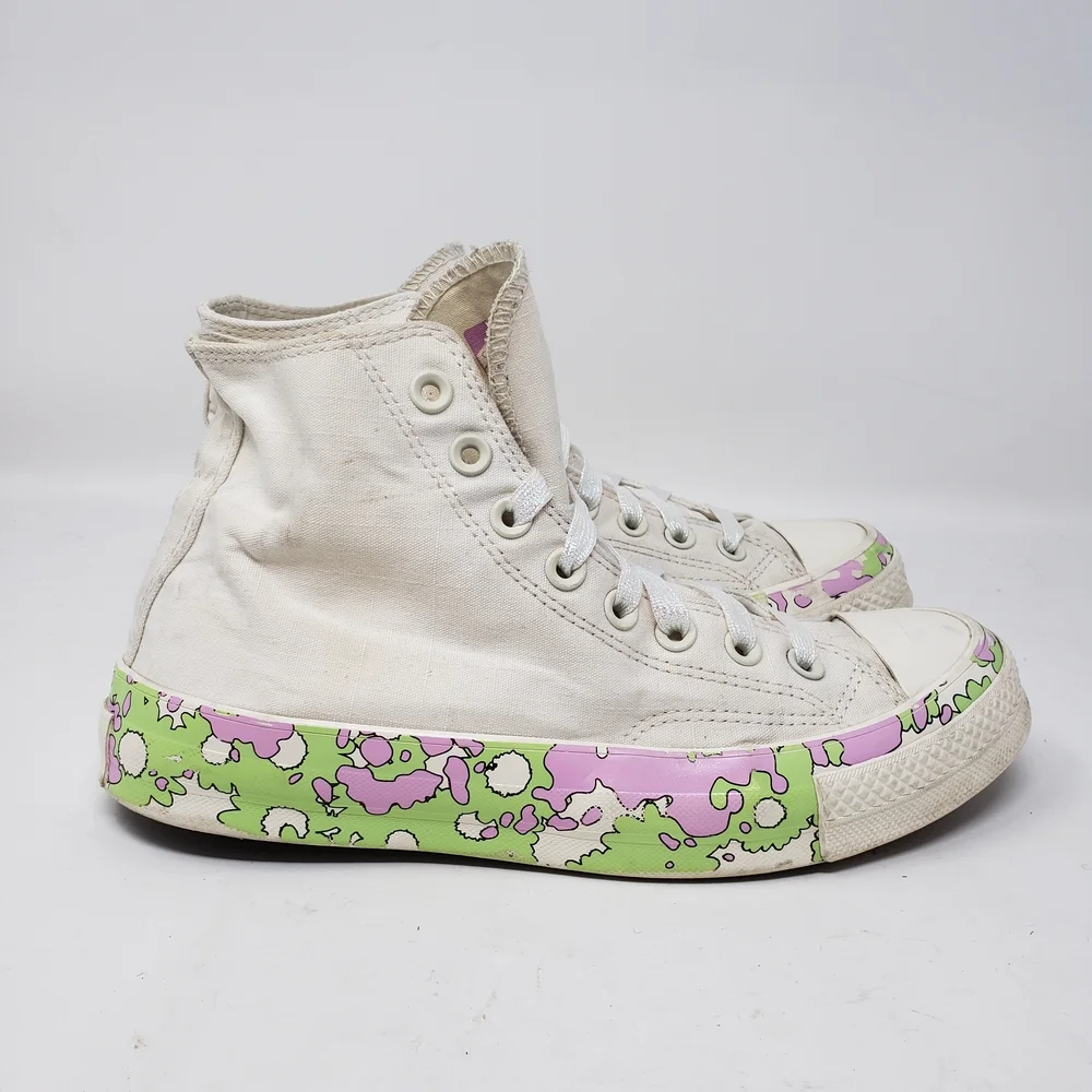 Converse All Star Crafted Floral High-Top Sneakers with Pink Green Size 8.5